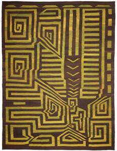 Tappeto Kilim Moderno Geometrico Marrone Verde 300x389 Cm
