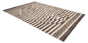 Tappeto Kilim Moderno Geometrico Marrone Scuro Avorio 213x305 Cm