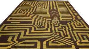Tappeto Kilim Moderno Geometrico Marrone Verde 300x389 Cm