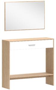 HOMCOM Consolle con Specchio, Consolle Stretta con Cassetto e Ripiano, Stile Moderno, 91,5x27,9x85,5 cm, Rovere | Aosom Italy