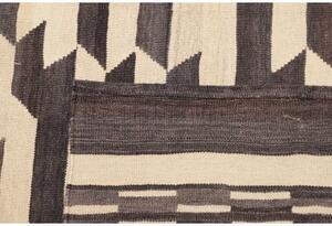 Tappeto Kilim Moderno Geometrico Marrone Scuro Avorio 213x305 Cm