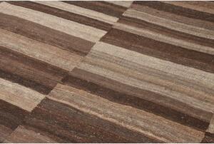 Tappeto Kilim Moderno Geometrico Marrone Avorio 278x398 Cm