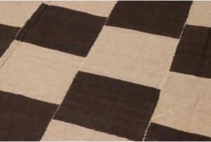 Tappeto Kilim Moderno Geometrico Marrone Beige 222x285 Cm