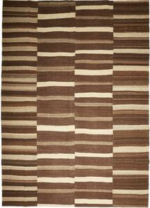 Tappeto Kilim Moderno Geometrico Marrone Beige 271x377 Cm