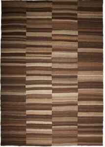 Tappeto Kilim Moderno Geometrico Marrone Avorio 278x398 Cm