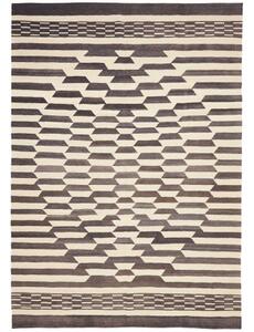 Tappeto Kilim Moderno Geometrico Marrone Scuro Avorio 213x305 Cm