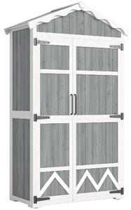 Outsunny Casetta da Giardino in Legno, Armadio per Attrezzi con 4 Ripiani e Tetto in Metallo Zincato, 105x55x179 cm, Grigio | Aosom Italy
