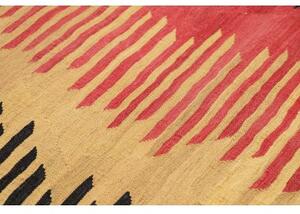 Tappeto Kilim Moderno Geometrico Nero Rosso 187x260 Cm