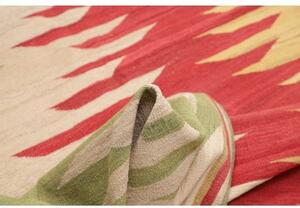 Tappeto Kilim Moderno Astratto Rosso Verde 184x274 Cm