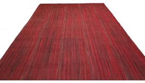 Tappeto Kilim Moderno Geometrico Rosso Nero 251x352 Cm