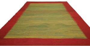 Tappeto Kilim Moderno Geometrico Rosso Verde 277x395 Cm