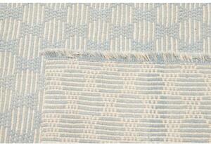 Tappeto Kilim Moderno Uni Geometrico Beige Azzurro 289x350 Cm