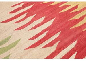 Tappeto Kilim Moderno Astratto Rosso Verde 184x274 Cm