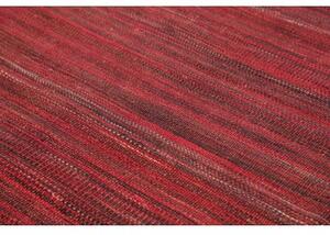 Tappeto Kilim Moderno Geometrico Rosso Nero 251x352 Cm