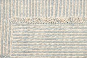Tappeto Kilim Moderno Uni Geometrico Azzurro Avorio 214x331 Cm