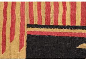Tappeto Kilim Moderno Geometrico Nero Rosso 187x260 Cm