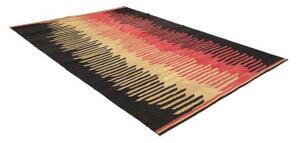 Tappeto Kilim Moderno Geometrico Nero Rosso 187x260 Cm