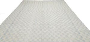 Tappeto Kilim Moderno Uni Geometrico Beige Azzurro 289x350 Cm
