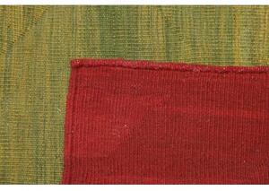Tappeto Kilim Moderno Geometrico Rosso Verde 277x395 Cm