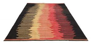 Tappeto Kilim Moderno Geometrico Nero Rosso 187x260 Cm