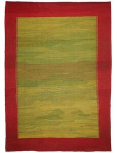 Tappeto Kilim Moderno Geometrico Rosso Verde 277x395 Cm