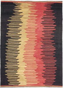 Tappeto Kilim Moderno Geometrico Nero Rosso 187x260 Cm