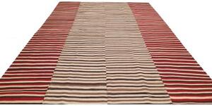 Tappeto Kilim Vintage Geometrico Beige Rosso 263x382 Cm