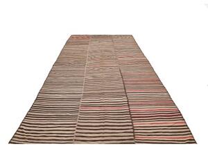 Tappeto Kilim Vintage Geometrico Marrone Beige 207x390 Cm