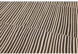 Tappeto Kilim Vintage Geometrico Marrone Scuro Avorio 221x418 Cm