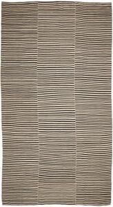 Tappeto Kilim Vintage Geometrico Marrone Scuro Avorio 221x418 Cm