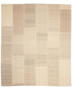 Tappeto Kilim Moderno Patchwork Beige Avorio 254x300 Cm