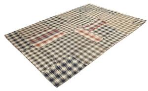 Tappeto Kilim Patch Patchwork Blu Scuro Beige 167x243 Cm
