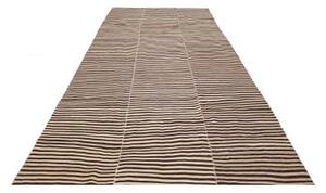 Tappeto Kilim Vintage Geometrico Marrone Avorio 208x411 Cm