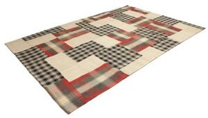 Tappeto Kilim Patch Patchwork Avorio Rosso 200x303 Cm