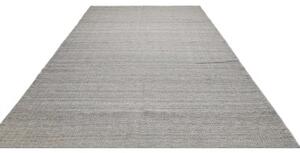 Tappeto Kilim Moderno Geometrico Grigio Chiaro Blu Azzurro 253x369 Cm