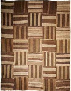Tappeto Kilim Patch Patchwork Marrone Beige Quadrato 373x400 Cm