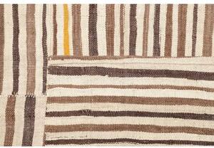 Tappeto Kilim Vintage Geometrico Marrone Beige 206x395 Cm