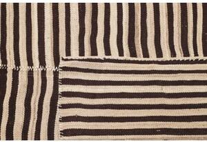Tappeto Kilim Vintage Geometrico Marrone Avorio 208x411 Cm