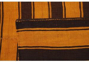 Tappeto Kilim Vintage Geometrico Ocra Marrone Scuro 196x340 Cm