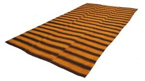 Tappeto Kilim Vintage Geometrico Ocra Marrone Scuro 196x340 Cm