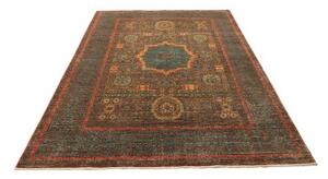 Tappeto Kairo Medaglione Verde Petrolio Mattone 169x232 Cm