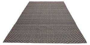 Tappeto Kilim Moderno Geometrico Grigio Scuro Avorio 202x304 Cm
