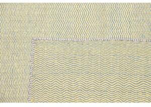 Tappeto Kilim Moderno Geometrico Avorio Azzurro Tenue 196x301 Cm