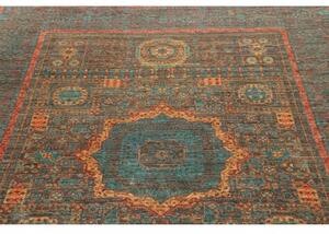 Tappeto Kairo Stilizzato Verde Petrolio Mattone 172x233 Cm