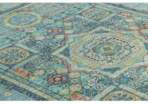 Tappeto Kairo Geometrico Blu Petrolio Giallo Senape 153x200 Cm
