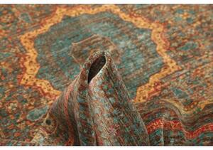 Tappeto Kairo Medaglione Verde Petrolio Mattone 169x232 Cm