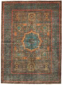 Tappeto Kairo Medaglione Verde Petrolio Mattone 169x232 Cm