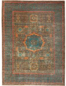 Tappeto Kairo Stilizzato Verde Petrolio Mattone 172x233 Cm