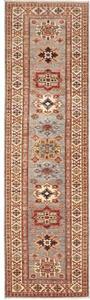 Tappeto Kazak Fine Stilizzato Grigio Beige Corsia 83x291 Cm