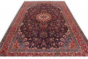 Tappeto Sarough Medaglione Floreale Blu Scuro Rosso 220x343 Cm